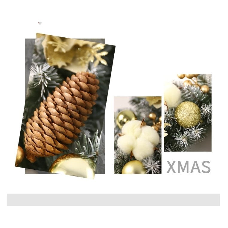 Coronita Pentru Craciun 50 Cm, Din Brad Artificial, Decorata Cu Conuri, Globulete, Flori