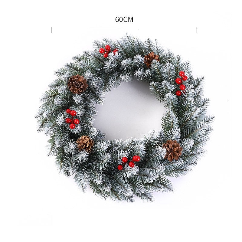 Coronita Pentru Craciun 60 Cm, Din Brad Artificial, Decorata Cu Conuri Si Merisoare, Alb/
