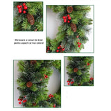 Coronita Pentru Craciun 60 Cm, Din Brad Artificial, Decorata Cu Conuri Si Merisoare