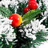 Coronita pentru Craciun Vivimall, diametru 20 cm, din brad artificial, decorata cu conuri si merisoare, inzapezit, Verde/Alb, Resigilat - vivimall.ro