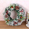 Coronita Pentru Craciun Diametru 30 Cm, Din Brad Artificial, Decorata Cu Conuri Si Merisoare, Inzapezit. /Alb - vivimall.ro