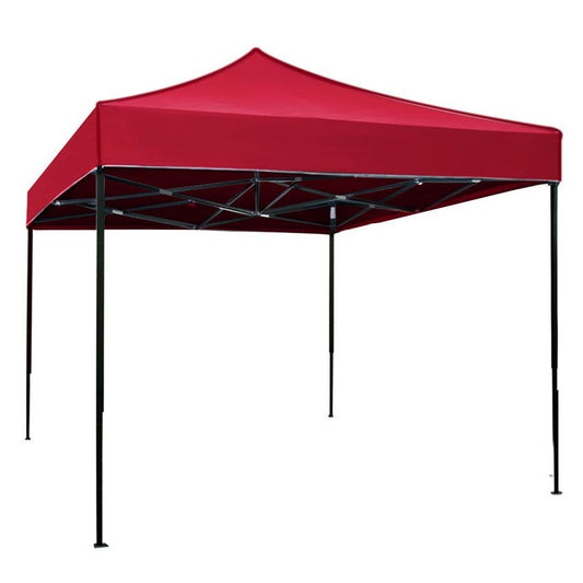 Cort Pavilion 3x3m Rosu Pliabil Cadru Metal pentru Curte, Gradina, Evenimente - vivimall.ro