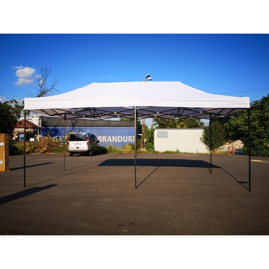 Cort Pavilion 3x6m Alb Pliabil Cadru Metal pentru Curte, Gradina, Evenimente - vivimall.ro