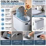 Cos de Gunoi, Flippy, din Plastic, Capac cu Ridicare Automata, Maner si Compartiment de Depozitare, Capacitate 10 L, 31.5 x 14 x 30 cm, Gri