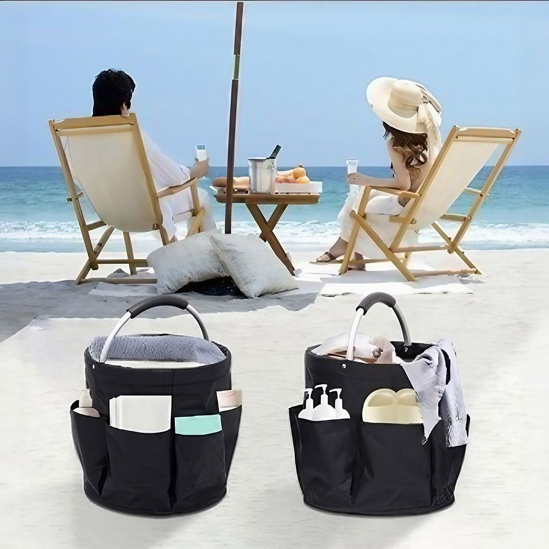 Geanta Cos pentru Scule de 17L, Vivimall, Buzunare Exterioare, Cos de Picnic Portabil, Cos pentru Plaja, Cos pentru Curatenie, din Material Oxford 600 D, 28 x 28 x 28 cm, Negru - vivimall.ro