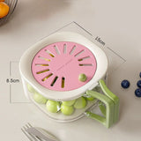 Cos de Scurgere pentru Fructe 2 in 1, Flippy, din Plastic durabil, Filtru Telescopic, Scurgator de Fructe si Legume, pentru uz Casnic, 15 x 15 x 8.5 cm, Roz/Bej