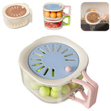 Cos de Scurgere pentru Fructe 2 in 1, Flippy, din Plastic durabil, Filtru Telescopic, Scurgator de Fructe si Legume, pentru uz Casnic, 15 x 15 x 8.5 cm, Albastru/Bej