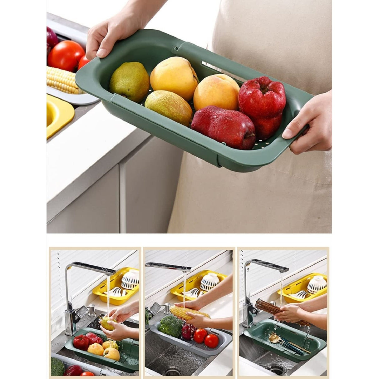 Cos Pentru Scurgere Chiuveta De Bucatarie, Plastic, Telescopic, 36X20X5 Cm - vivimall.ro