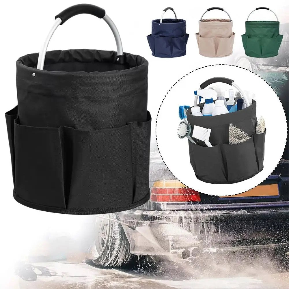 Geanta Cos pentru Scule de 17L, Vivimall, Buzunare Exterioare, Cos de Picnic Portabil, Cos pentru Plaja, Cos pentru Curatenie, din Material Oxford 600 D, 28 x 28 x 28 cm, Negru - vivimall.ro