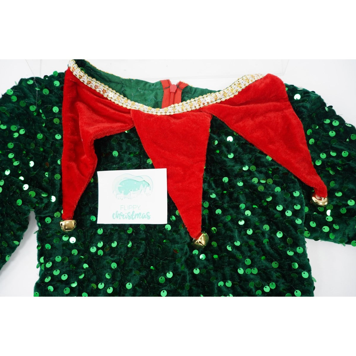 Costum Craciun, Flippy, Spiridus, rosu,  10 - 13 ani, catifea - vivimall.ro