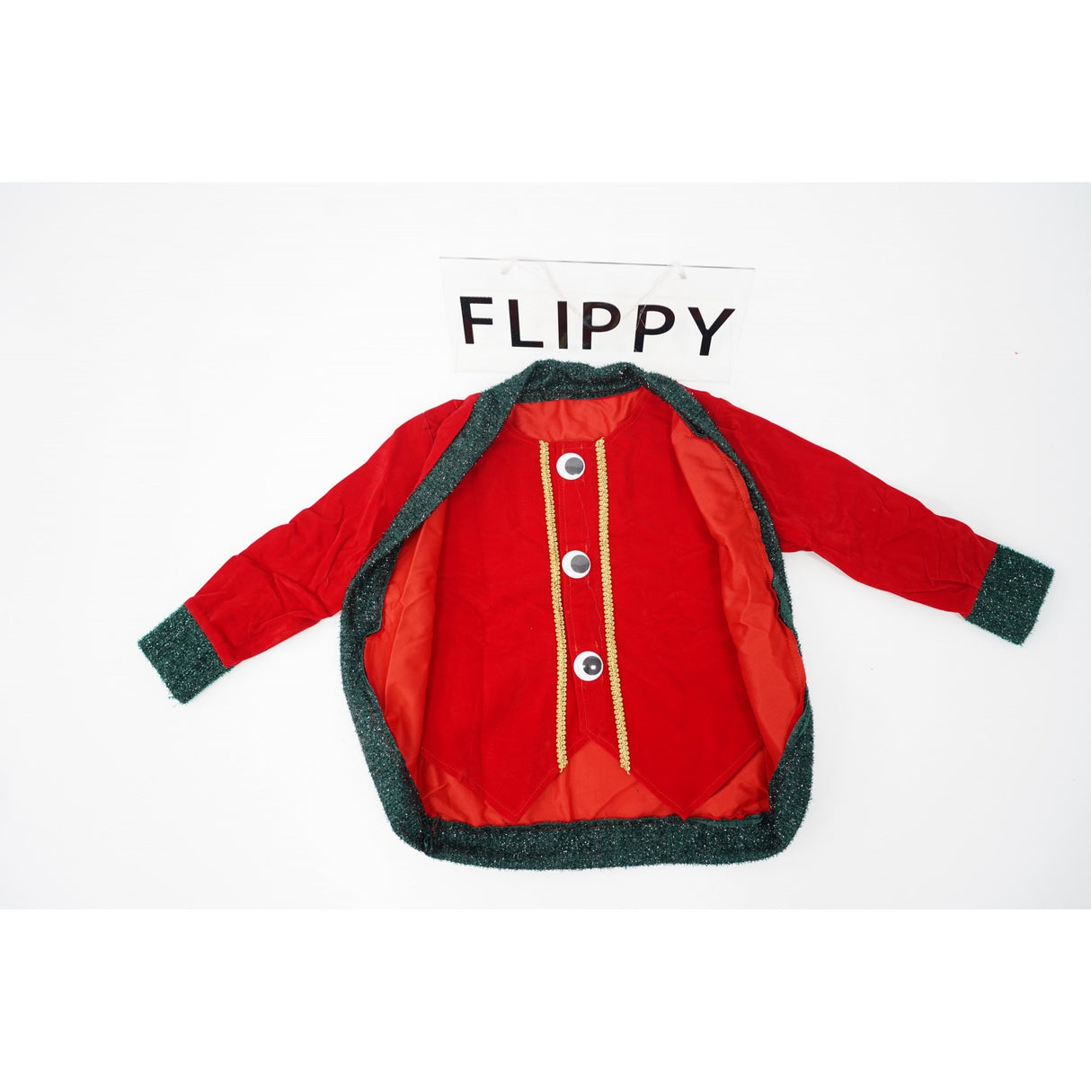 Costum Craciun, Vivimall, Spiridus, rosu-verde,  10 - 13 ani, catifea - vivimall.ro