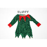 Costum Craciun, Flippy, Spiridus, rosu-verde,  7 - 9 ani, catifea - vivimall.ro