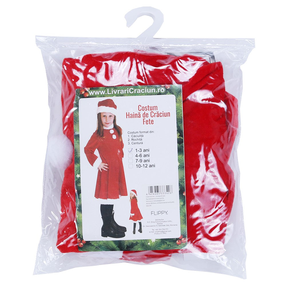Costum Craciunita Fata, 1-3 Ani, 3 Piese, Catifea