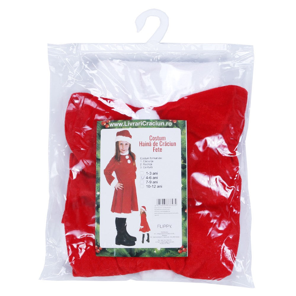 Costum Craciunita Flippy® Fata, 4-6 ani, 3 piese, Catifea - vivimall.ro