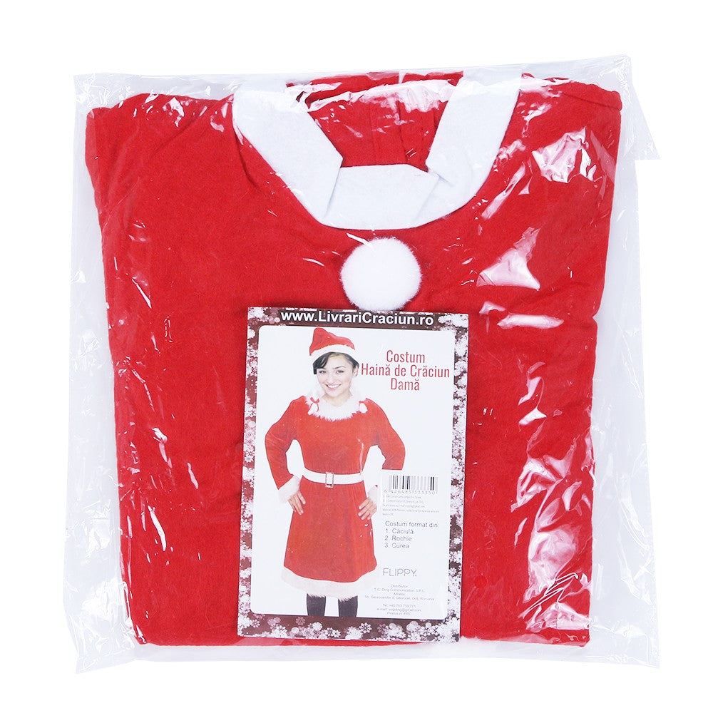 Costum Craciunita Femeie, Adult, 3 Piese, Polar