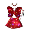 Costum Fluturas Cu Aripi Modelabile Luminoase Pentru Copii, Fusta Din Tul Cu Lumini, Bagheta Si Bentita, 4 Piese, Pentru Halloween, Roleplay, Craciun, Carnaval, Paste, Ziua Copilului, Bumbac/Poliester, Marime Universala - vivimall.ro