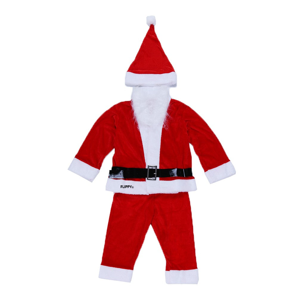 Costum Mos Craciun Baiat, 1-3 Ani, 5 Piese, Aproximativ 63 Cm, Catifea