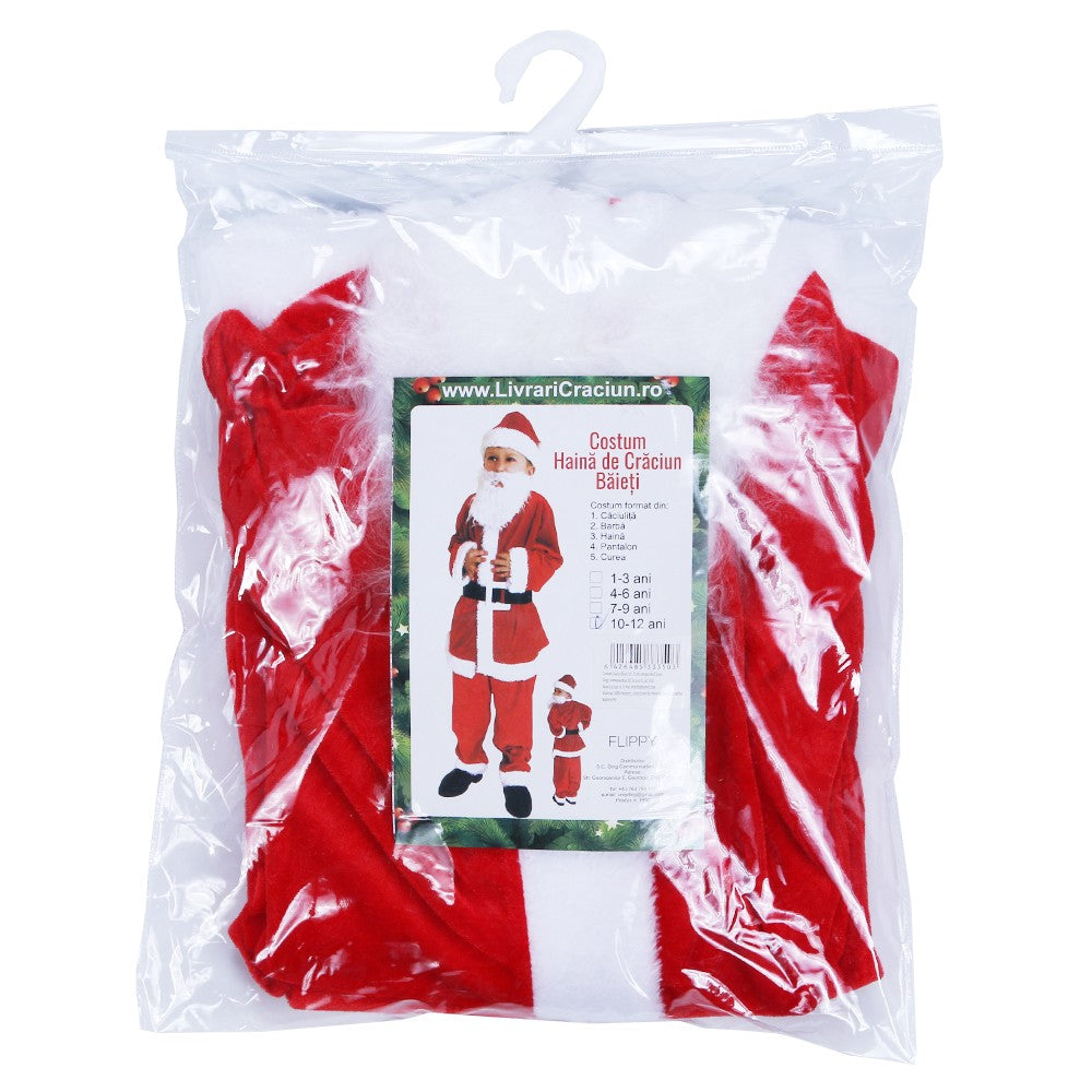 Costum Mos Craciun Vivimall® Baiat, 10-12 ani, 5 piese, Catifea - vivimall.ro