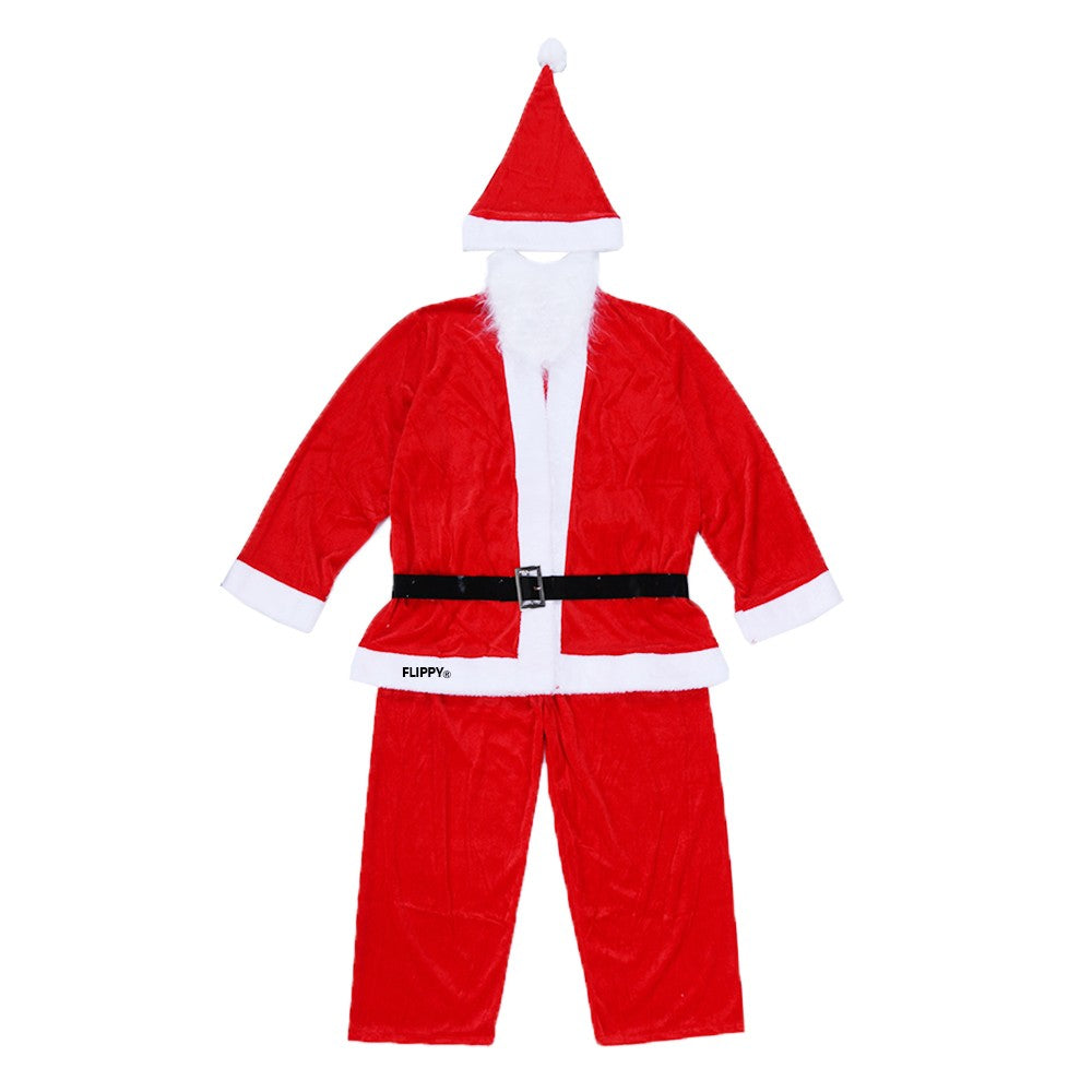Costum Mos Craciun Baiat, 10-12 Ani, 5 Piese, Catifea