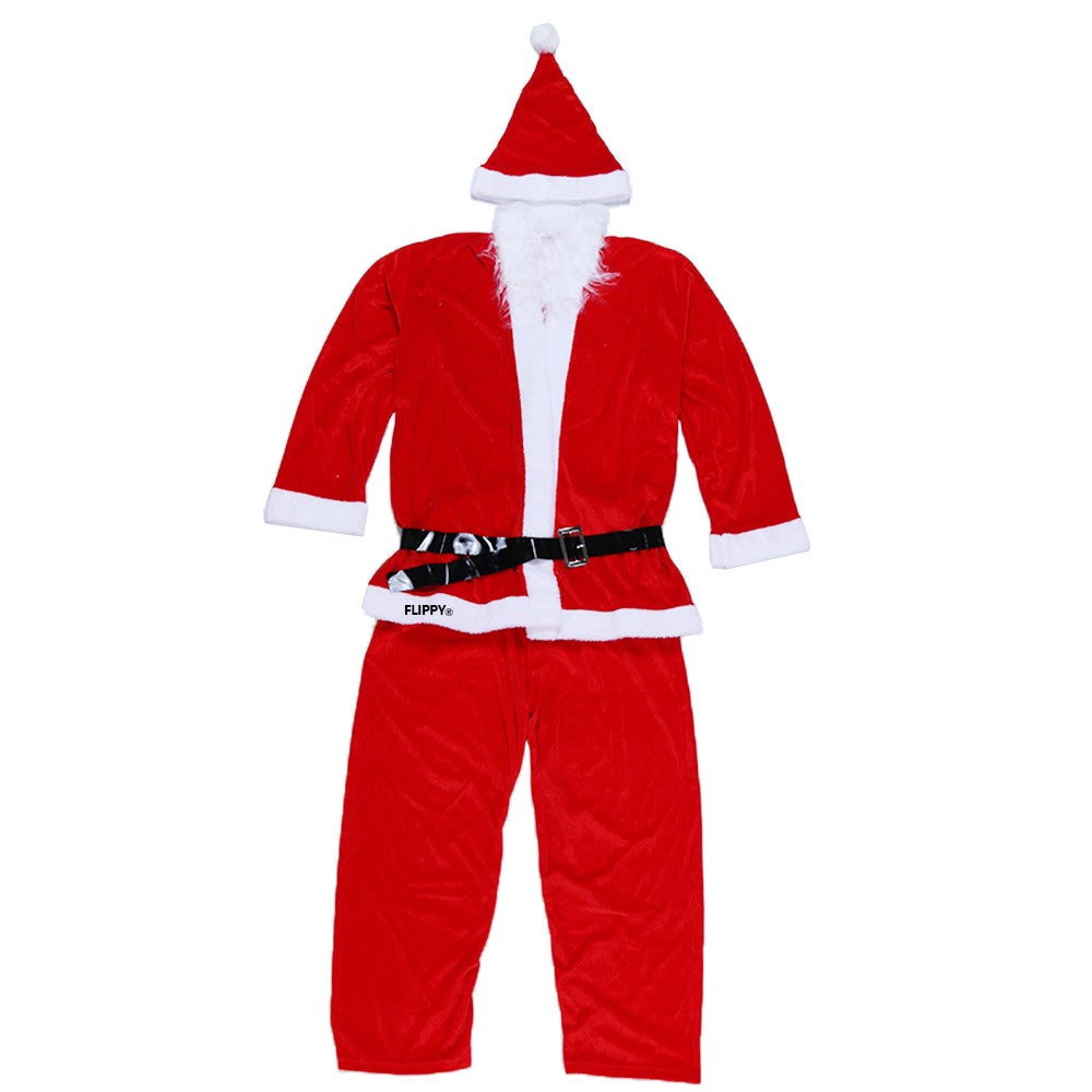 Costum Mos Craciun Barbat, Adult, 5 Piese, Catifea