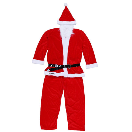 Costum Mos Craciun Barbat, Adult, 5 Piese, Catifea