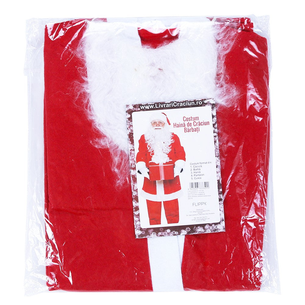 Costum Mos Craciun Barbat, Adult, 5 Piese, Polar