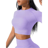 Costum pentru Fitness/Yoga, Flippy, pentru Femei, Material Elastic, Spandex, Talie Inalta, Mov, Marime L - vivimall.ro