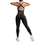 Costum Sport de Dama, Vivimall, One Piece, pentru Yoga, Elastic, Fara Cusaturi, Negru, Marime L - vivimall.ro