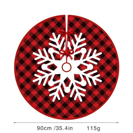 Covoras Pentru Bradul De Craciun, Din Tesatura Pufoasa, Cu Fundite De Prindere, Carouri Rosu/, Diametru 90 Cm - vivimall.ro