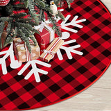 Covoras Pentru Bradul De Craciun, Din Tesatura Pufoasa, Cu Fundite De Prindere, Carouri Rosu/, Diametru 90 Cm - vivimall.ro