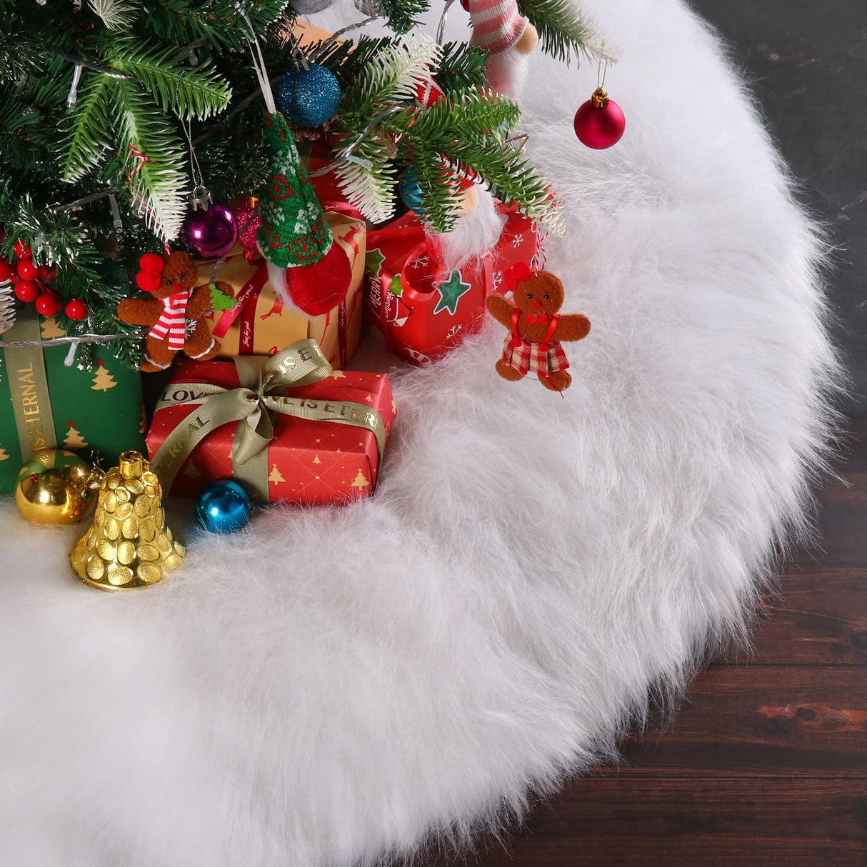 Covor Pentru Bradul De Craciun White Haipai, Diametru 78 Cm, Blana Cu O Grosime 4 Cm