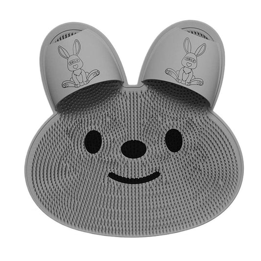 Covoras de Baie, Vivimall, pentru Masaj/Spalat Picioare, din TPE, Antiderapant, 45 x 45 cm, Model Iepuras, Gri - vivimall.ro