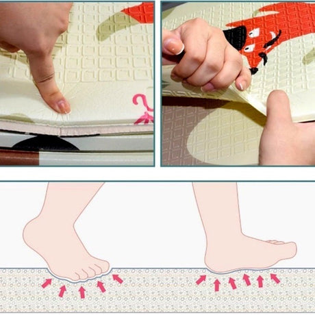 Covoraș de Joaca pentru Copii Termic cu 2 Fete, Flippy, Model Lumea Animalelor si Calatorie pe mare, cu Spuma, Impermeabil, Antiderapant, 200x180 x 0.8 cm, Multicolor