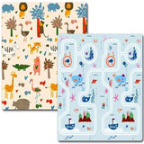 Covoraș de Joaca pentru Copii Termic cu 2 Fete, Flippy, Model Lumea Animalelor si Calatorie pe mare, cu Spuma, Impermeabil, Antiderapant, 200x180 x 0.8 cm, Multicolor