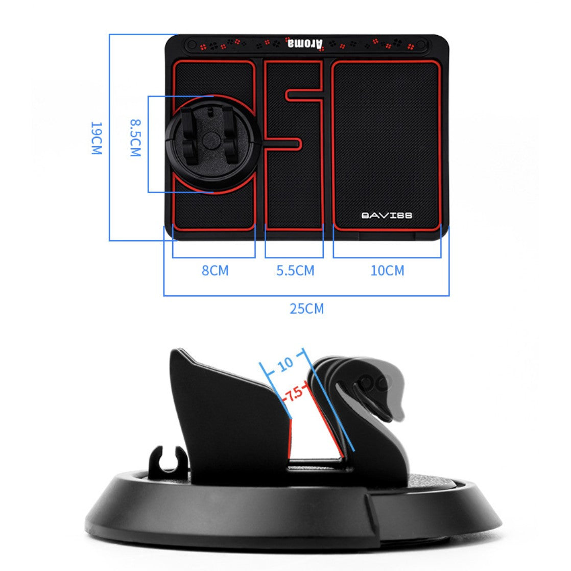 Covoras Pad/Suport Auto 4 In 1 Anti Alunecare Bord, Universal, Suport Auto Telefon, Tableta, Gps, Rotire 360 Â° Multifuntional, Numar Telefon, Aroma