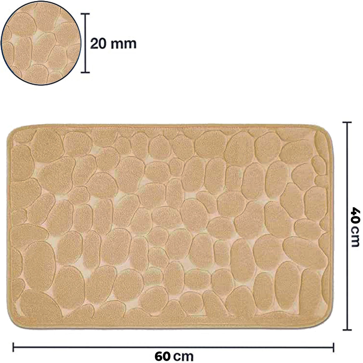 Covoras Pentru Baie Antiderapant, Uscare Rapida, Model 3D Piatra, 40X60 Cm - vivimall.ro