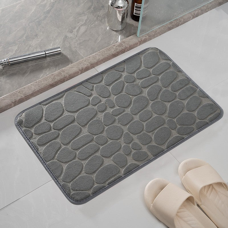 Covoras Pentru Baie Antiderapant, Uscare Rapida, Model 3D Piatra, 40X60 Cm - vivimall.ro
