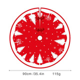 Covoras Pentru Bradul De Craciun, Din Tesatura Pufoasa, Cu Fundite De Prindere, Rosu/, Diametru 90 Cm - vivimall.ro