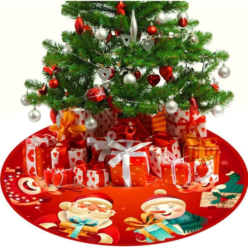 Covoras Pentru Bradul De Craciun, Din Tesatura Pufoasa, Cu Fundite De Prindere, Diametru 90 Cm - vivimall.ro
