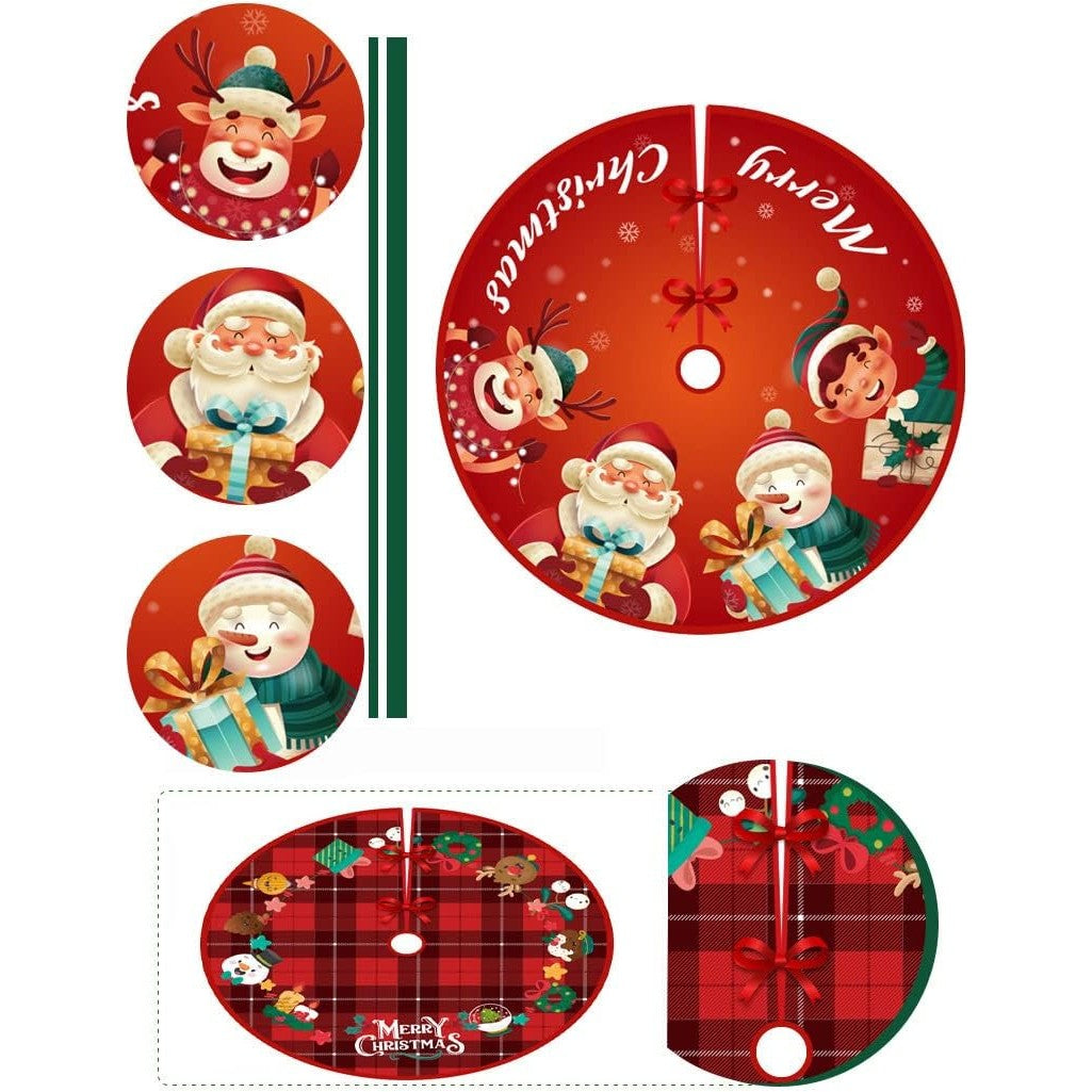 Covoras Pentru Bradul De Craciun, Din Tesatura Pufoasa, Cu Fundite De Prindere, Diametru 90 Cm - vivimall.ro