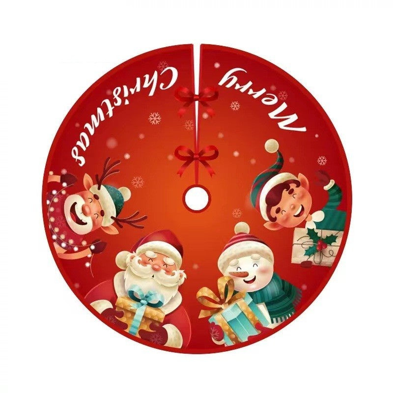 Covoras Pentru Bradul De Craciun, Din Tesatura Pufoasa, Cu Fundite De Prindere, Diametru 90 Cm - vivimall.ro