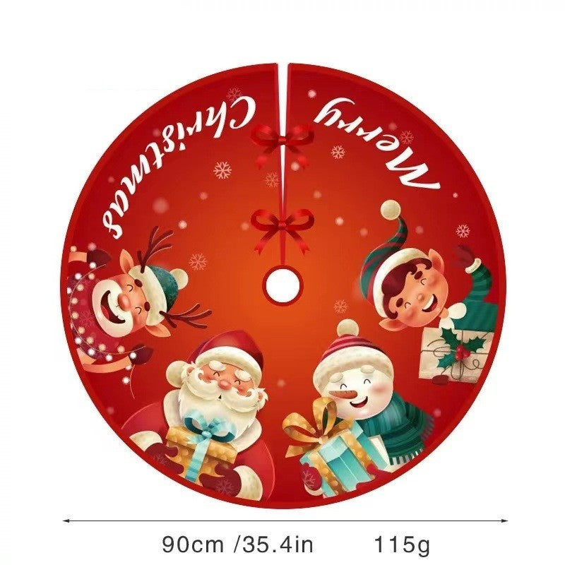 Covoras Pentru Bradul De Craciun, Din Tesatura Pufoasa, Cu Fundite De Prindere, Diametru 90 Cm - vivimall.ro