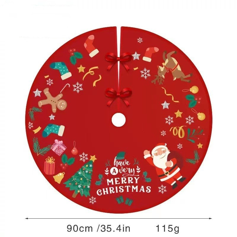 Covoras Pentru Bradul De Craciun, Din Tesatura Pufoasa, Cu Fundite De Prindere, Diametru 90 Cm - vivimall.ro