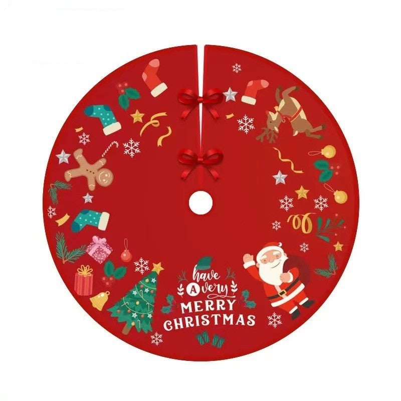 Covoras Pentru Bradul De Craciun, Din Tesatura Pufoasa, Cu Fundite De Prindere, Diametru 90 Cm