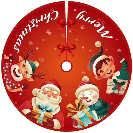 Covoras Pentru Bradul De Craciun, Din Tesatura Pufoasa, Cu Fundite De Prindere, Diametru 90 Cm - vivimall.ro