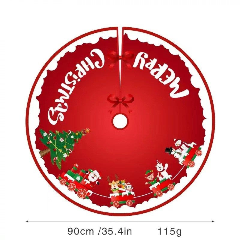 Covoras Pentru Bradul De Craciun, Din Tesatura Pufoasa, Cu Fundite De Prindere, Diametru 90 Cm - vivimall.ro