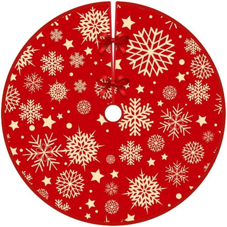 Covoras Pentru Bradul De Craciun, Din Tesatura Pufoasa, Cu Fundite De Prindere, Diametru 90 Cm - vivimall.ro