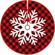 Covoras Pentru Bradul De Craciun, Din Tesatura Pufoasa, Cu Fundite De Prindere, Carouri Rosu/, Diametru 90 Cm - vivimall.ro