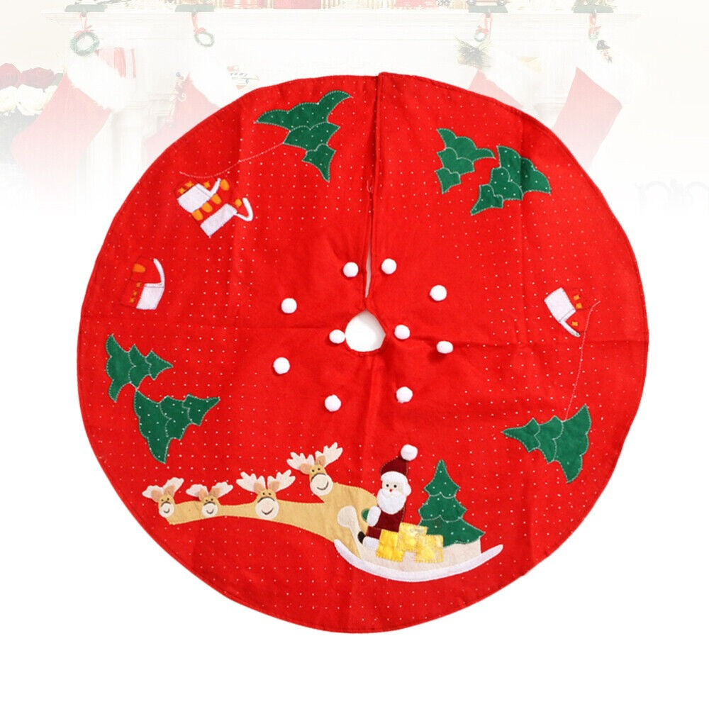 Covoras Pentru Bradul De Craciun Lana, Rosu/, 100 Cm - vivimall.ro