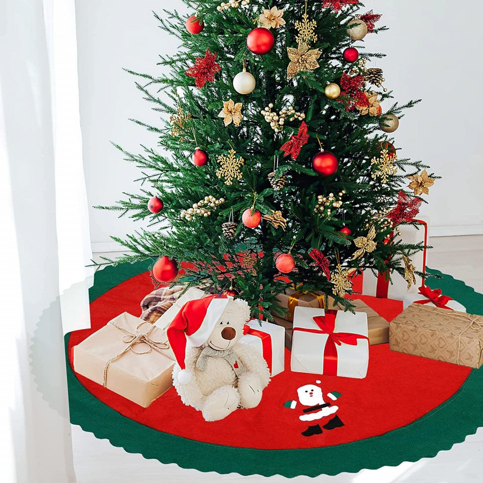 Covoras Pentru Bradul De Craciun Lana, Rosu/, 90 Cm - vivimall.ro